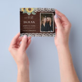 バジェット素朴サンフラワー&レース写真の日付を保存 チラシ (手)