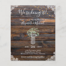 バジェット素朴ジプソフィラライツメイソンジャース招待状