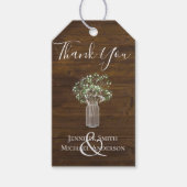 バジェット素朴ジプソフィラ・メイスン結婚ズ・ジャー ギフトタグ (正面)