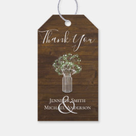 バジェット素朴ジプソフィラ・メイスン結婚ズ・ジャー ギフトタグ