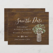 バジェット素朴ジプソフィラ・メイソン・ジャー日付を保存 (正面/裏面)