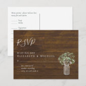 バジェット素朴ジプソフィラ・メイソン・ジャー・ウェディングRSVP ポストカード (正面/裏面)