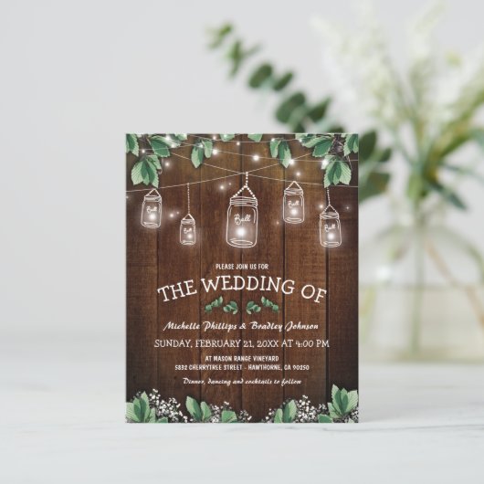 バジェット素朴ジャールグリーナリー結婚式招待状 (スタンド正面)