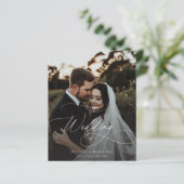 バジェット素朴スクリプト日没の写真の結婚式の招待 (スタンド正面)