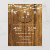 バジェット素朴スタグメイソンジャー結婚式招待状 (正面)