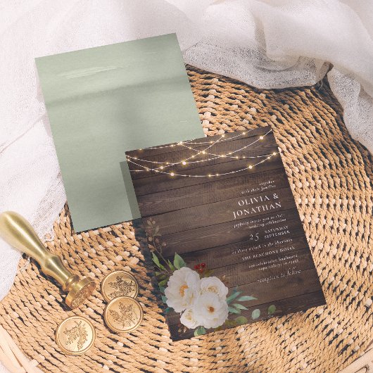 バジェット素朴ストリングライト&ホワイトピーニー結婚ズ