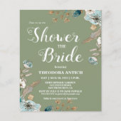 バジェット素朴セージグリーンブライダルシャワー招待 (正面)
