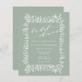 バジェット素朴セージフローララインアートブライダルシャワー (正面/裏面)