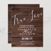 バジェット素朴タイポグラフィウッド結婚式招待状 (正面/裏面)