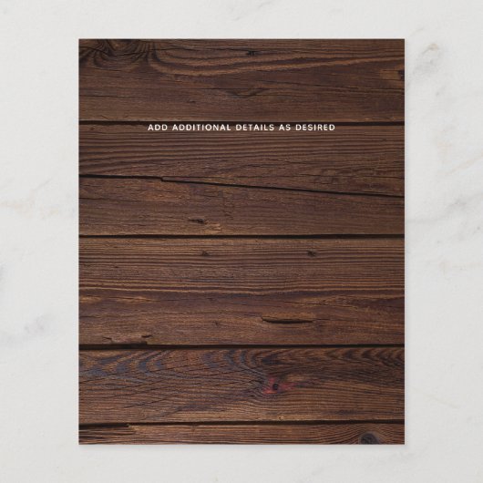 バジェット素朴タイポグラフィウッド結婚式招待状 (裏面)
