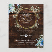 バジェット素朴ダスティブルーフローラ結婚式の招待 (正面)