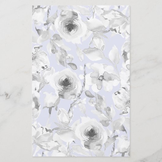 バジェット素朴ダスティブルーフローラ結婚式招待状 (裏面)