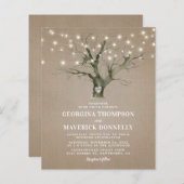 バジェット素朴ツリーライト結婚式招待状 (正面/裏面)