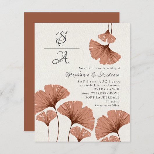 バジェット素朴テラコッタ銀杏の結婚葉 (正面/裏面)