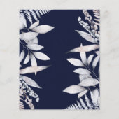 バジェット素朴ネイビーフローラ結婚式招待状 (裏面)