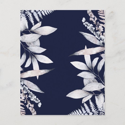 バジェット素朴ネイビーフローラ結婚式招待状 (裏面)