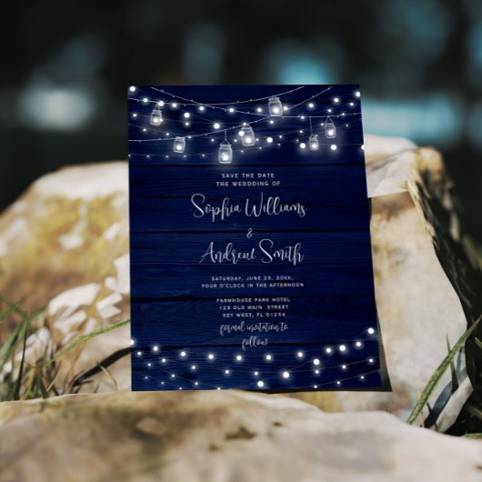 バジェット素朴ネイビーWood Mason Jars日付を保存