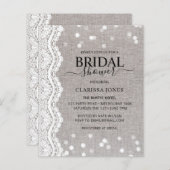 バジェット素朴バーラップレースブライダルシャワー招待 (正面/裏面)