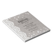 バジェット素朴バーラップレースブライダルシャワー招待 ノートパッド (アングル)