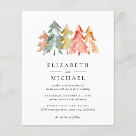 バジェット素朴パインツリーズウォーターカラー招待状