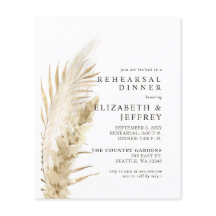 バジェット素朴パンパスリハーサルディナー招待状