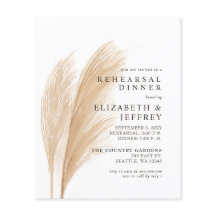 バジェット素朴パンパスリハーサルディナー招待状