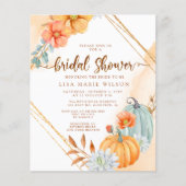 バジェット素朴パンプキンスのブライダルシャワーへの招待 (正面)