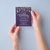 バジェット素朴パープルウッド結婚式招待状 チラシ (手)