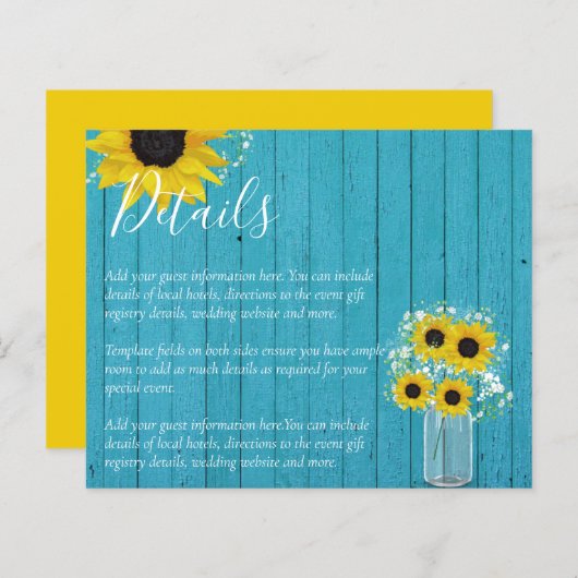 バジェット素朴ヒマワリ結婚の詳細囲い (正面/裏面)