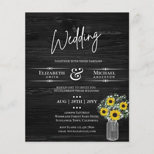 バジェット素朴ヒマワリBabysブレスウェディング招待 (正面)