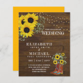 バジェット素朴ヒマワリBabysブレスウェディング招待 (正面/裏面)