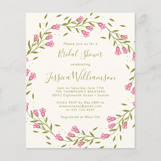 バジェット素朴ピンクガーデンフラワーズブライダルシャワー (正面)