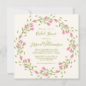 バジェット素朴ピンクガーデンフラワーズブライダルシャワー 招待状 (正面)