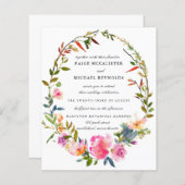 バジェット素朴ピンクフローラ結婚式招待状 (正面/裏面)
