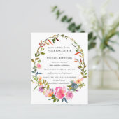 バジェット素朴ピンクフローラ結婚式招待状 (スタンド正面)