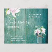 バジェット素朴ピンクマグノリアス結婚式RSVP (正面)