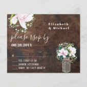 バジェット素朴ピンクマグノリアス結婚式RSVP (正面)