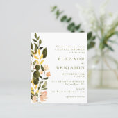 バジェット素朴ピーチフローラブライダルシャワー招待状 (スタンド正面)