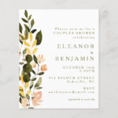 バジェット素朴ピーチフローラブライダルシャワー招待状 (正面)