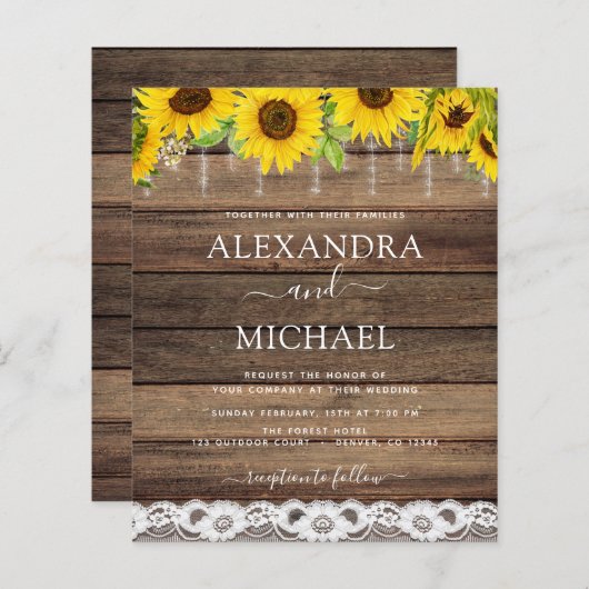 バジェット素朴ファームハウス素朴ンフラワー結婚ズ (正面/裏面)