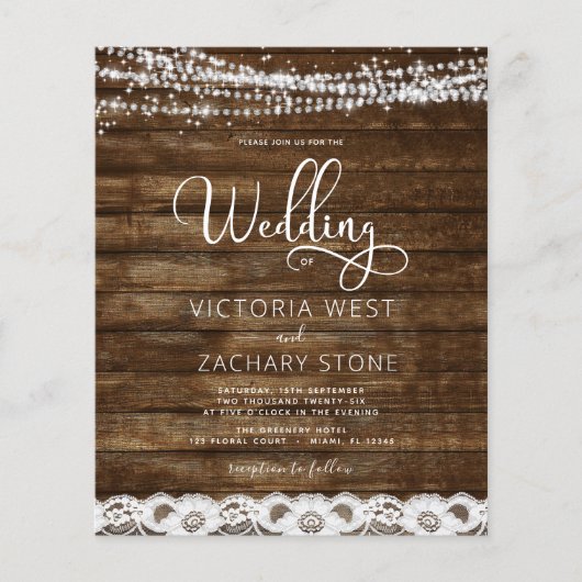 バジェット素朴ファームハウスQRコード結婚式招待状 チラシ (正面)