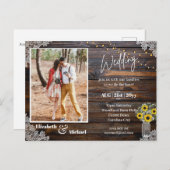 バジェット素朴フォトウェディング日付はがきを保存 ポストカード (正面/裏面)