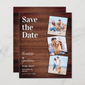 バジェット素朴フォトコラージュ結婚式の日付を保存 (正面/裏面)