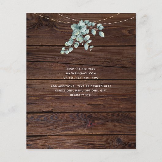 バジェット素朴フォトEUCALYPTUS結婚式招待状 (裏面)