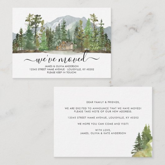バジェット素朴フォレスト引っ越しました新しいホームムービング ノートカード (正面/裏面)