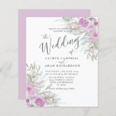 バジェット素朴フローラピンク結婚式招待状 (正面/裏面)