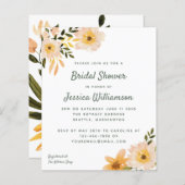 バジェット素朴フローラピーチブライダルシャワー招待状 (正面/裏面)