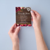 バジェット素朴ブルゴーニュフローラウッド日付を保存 チラシ (手)