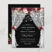 バジェット素朴ブルゴーニュフローラ結婚式招待状 (正面/裏面)