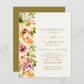 バジェット素朴ブルゴーニュ金ゴールドフローラ結婚式の招待 (正面/裏面)